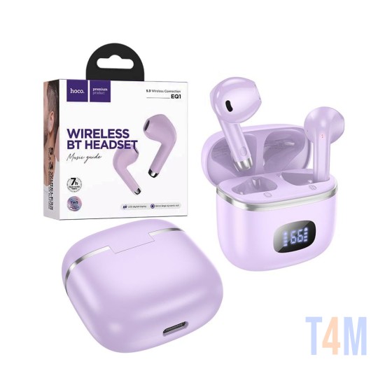 Hoco Wireless Earphones EQ1 Music guide Purple